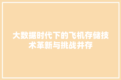 大数据时代下的飞机存储技术革新与挑战并存