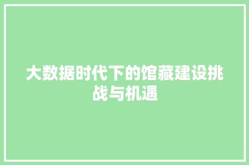 大数据时代下的馆藏建设挑战与机遇  第1张