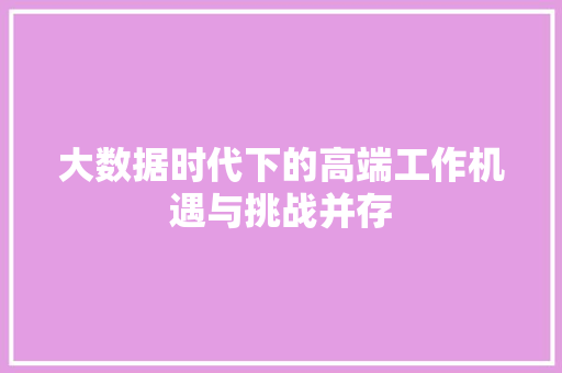 大数据时代下的高端工作机遇与挑战并存