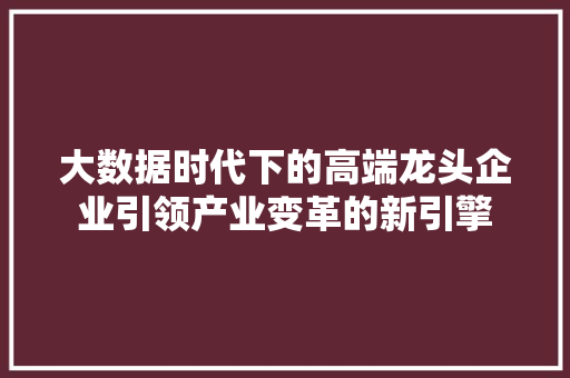 大数据时代下的高端龙头企业引领产业变革的新引擎