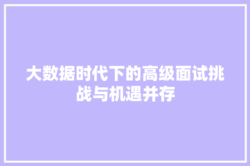 大数据时代下的高级面试挑战与机遇并存  第1张