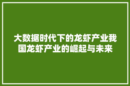 大数据时代下的龙虾产业我国龙虾产业的崛起与未来