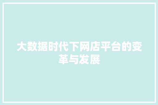 大数据时代下网店平台的变革与发展