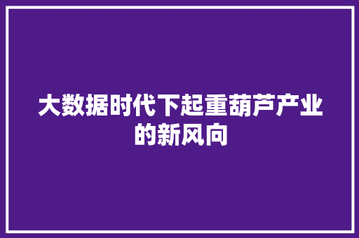 大数据时代下起重葫芦产业的新风向