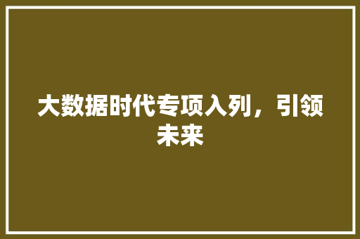 大数据时代专项入列，引领未来