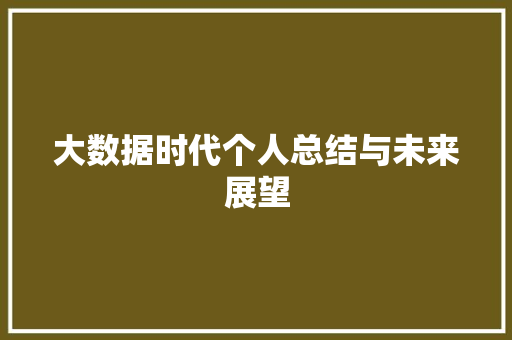 大数据时代个人总结与未来展望