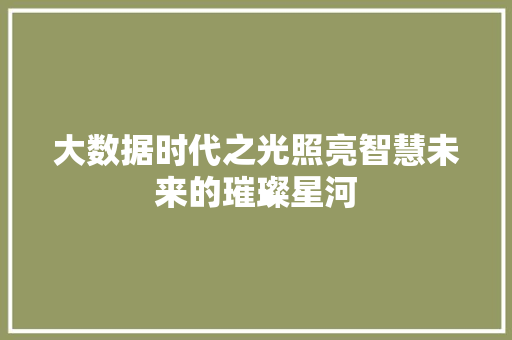 大数据时代之光照亮智慧未来的璀璨星河