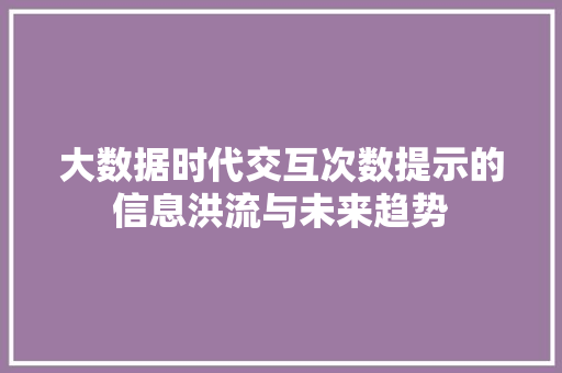 大数据时代交互次数提示的信息洪流与未来趋势