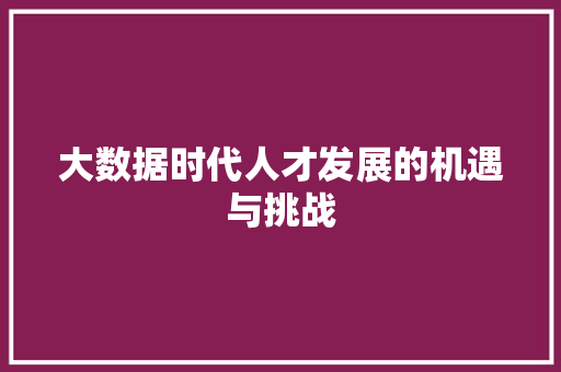 大数据时代人才发展的机遇与挑战  第1张