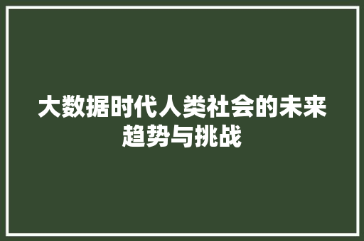 大数据时代人类社会的未来趋势与挑战  第1张