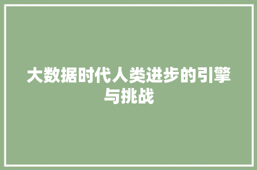 大数据时代人类进步的引擎与挑战  第1张
