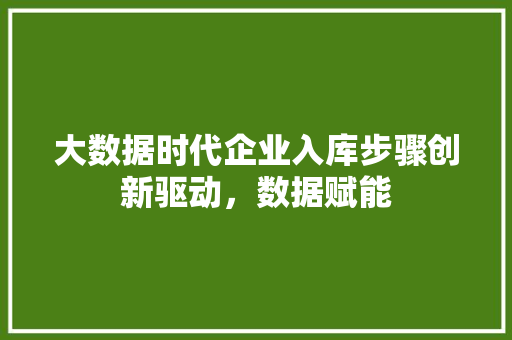 大数据时代企业入库步骤创新驱动，数据赋能