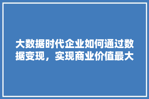 大数据时代企业如何通过数据变现，实现商业价值最大化