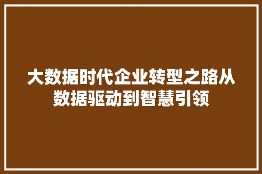 大数据时代企业转型之路从数据驱动到智慧引领