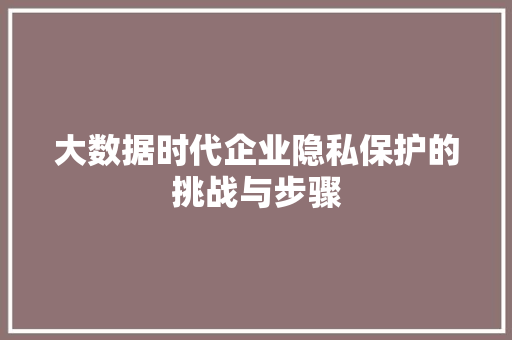 大数据时代企业隐私保护的挑战与步骤  第1张