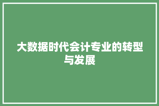 大数据时代会计专业的转型与发展  第1张