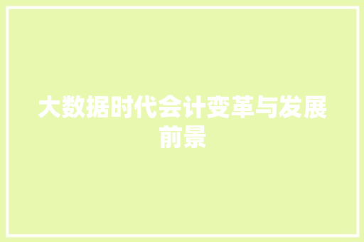 大数据时代会计变革与发展前景  第1张