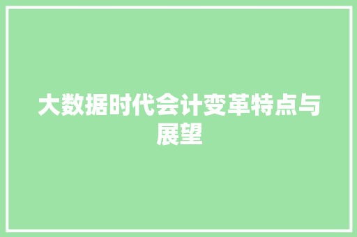 大数据时代会计变革特点与展望  第1张
