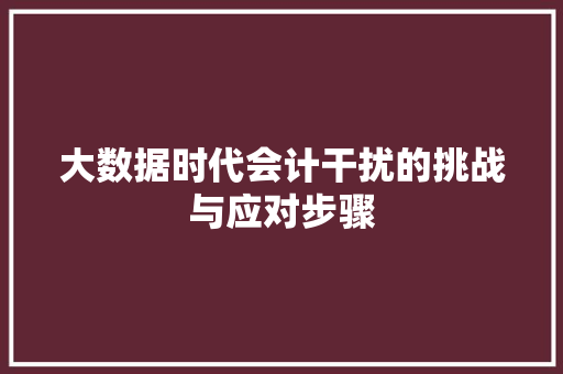 大数据时代会计干扰的挑战与应对步骤  第1张