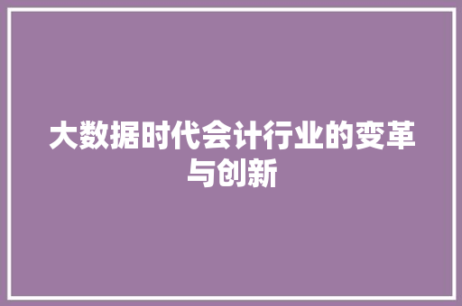 大数据时代会计行业的变革与创新  第1张