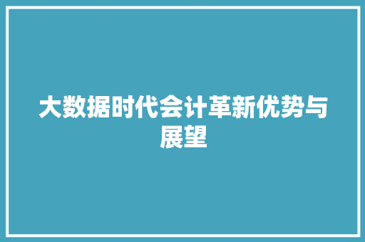 大数据时代会计革新优势与展望  第1张