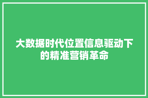 大数据时代位置信息驱动下的精准营销革命