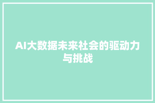AI大数据未来社会的驱动力与挑战