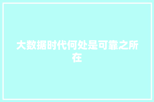 大数据时代何处是可靠之所在