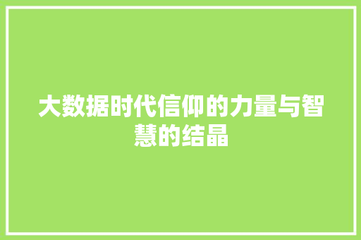 大数据时代信仰的力量与智慧的结晶