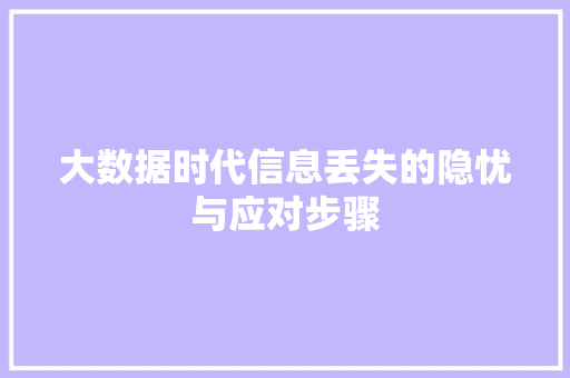 大数据时代信息丢失的隐忧与应对步骤
