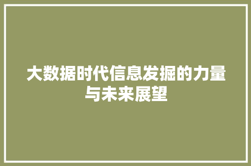 大数据时代信息发掘的力量与未来展望