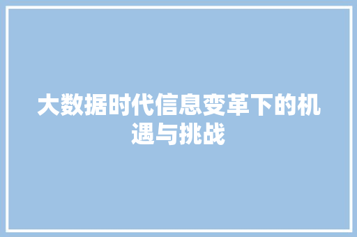 大数据时代信息变革下的机遇与挑战