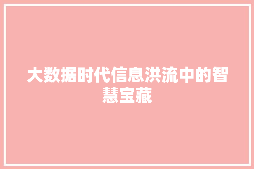 大数据时代信息洪流中的智慧宝藏