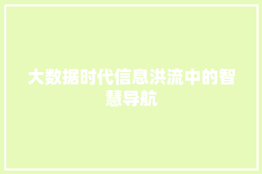 大数据时代信息洪流中的智慧导航  第1张