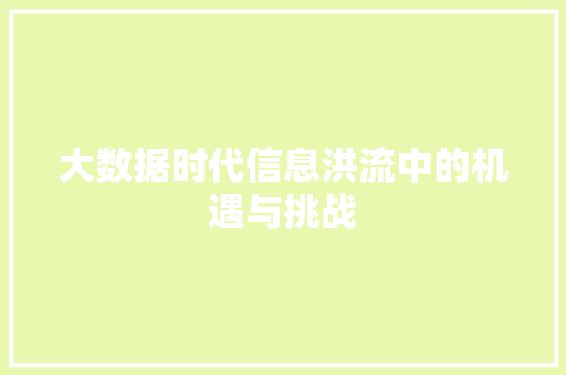 大数据时代信息洪流中的机遇与挑战