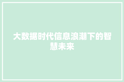 大数据时代信息浪潮下的智慧未来  第1张