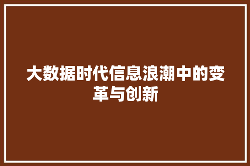 大数据时代信息浪潮中的变革与创新  第1张
