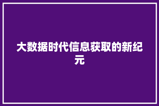 大数据时代信息获取的新纪元  第1张