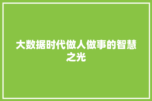大数据时代做人做事的智慧之光