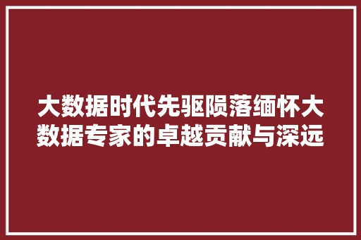 大数据时代先驱陨落缅怀大数据专家的卓越贡献与深远影响  第1张