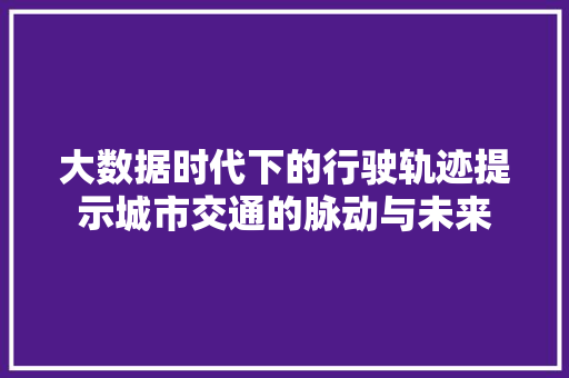 大数据时代下的行驶轨迹提示城市交通的脉动与未来