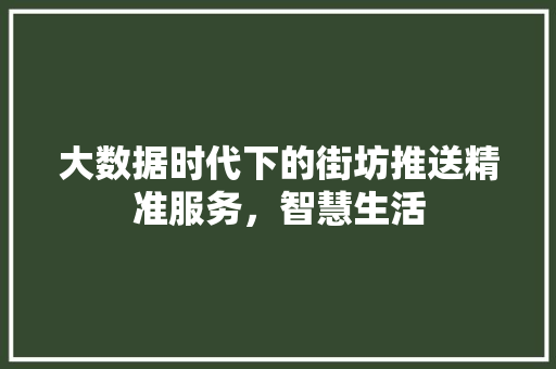 大数据时代下的街坊推送精准服务，智慧生活