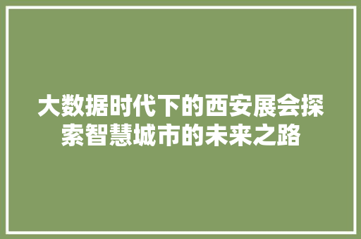 大数据时代下的西安展会探索智慧城市的未来之路  第1张