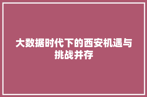 大数据时代下的西安机遇与挑战并存  第1张