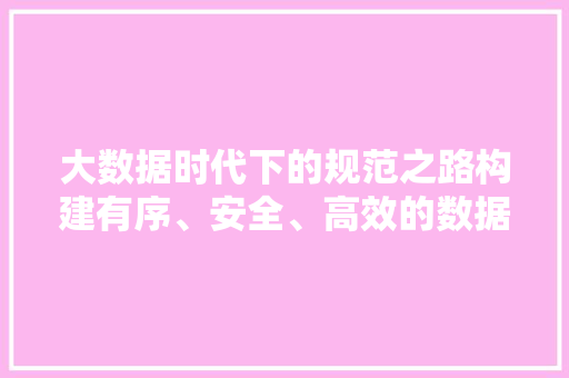 大数据时代下的规范之路构建有序、安全、高效的数据治理体系  第1张