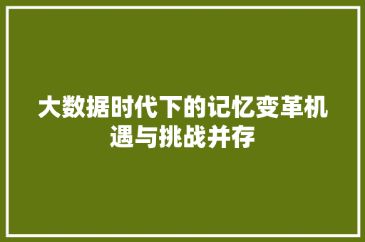 大数据时代下的记忆变革机遇与挑战并存  第1张