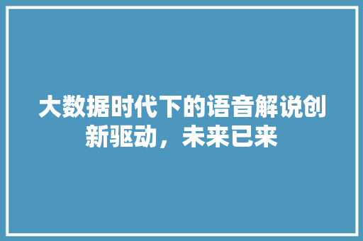 大数据时代下的语音解说创新驱动，未来已来