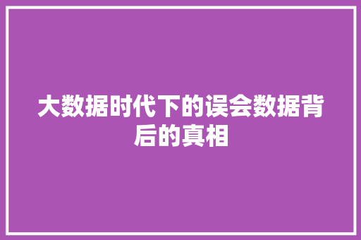 大数据时代下的误会数据背后的真相
