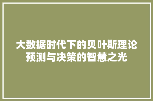 大数据时代下的贝叶斯理论预测与决策的智慧之光