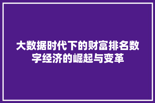 大数据时代下的财富排名数字经济的崛起与变革  第1张
